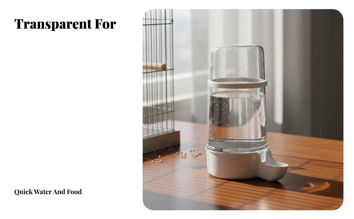 Hanging birds Waterer Transparent Reservoir Weighted birds Water Dispenser Easy Installation Cage Mounted Food Dispenser for Aviary