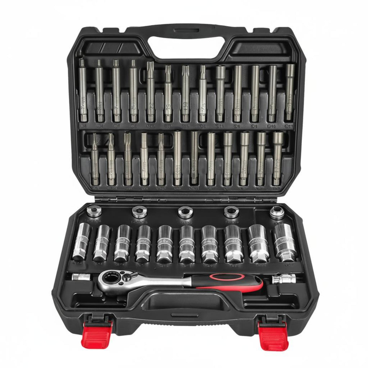 43 Pieces Complete Size Range Shock Absorber Socket Set Multi-Shape Sockets Strut Top Socket Kit Professional Grade Strut Nut Tool Kit Wear Resistant for Mechanics