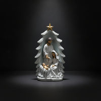 Family Figurine with Tree Compact Family of 3 Figurines Lightweight Sculptures for Mantel
