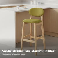 Nordic Design Upholstered High Seat with Backrest Built-in Footrest Bar Stool Padded Cushion Counter Chair Quiet Anti-Slip Pads for Homeowners, Restaurant Owners, Entertainers, Kitchen Island, Dining Room, Cafe, Cafe