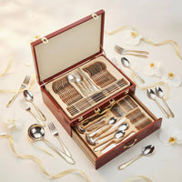 72 Pieces Cutlery Gift Set Smooth Edges Gold Cutlery Set Easy to Clean Tableware for Dining Table