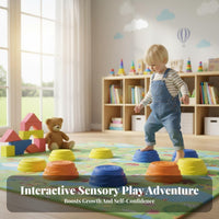 Indoor & Outdoor Use Balance Stepping Stones Textured Surface Kids Balance Stepping Stones Builds Coordination Active Play Equipment Varied Heights for Preschoolers, Toddlers, Children 3+, Backyard, Playroom, Kindergarten