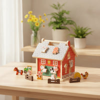 Farmhouse Puzzle Toy Interlocking Wooden Dwelling Puzzle Young Child Game for Young Children