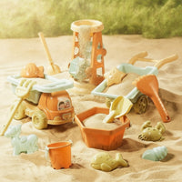 15 Pieces Beach Toy Set with Molds Molded Beach Toy Set with Pail Rounded Creative for Toddlers, Sandbox, Backyard
