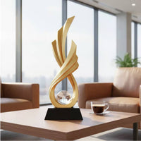 Modern Art Table Decoration Bright Luxury Modern Art Figurine Spiral Sculpture with Sphere Creative Shape Wave Design