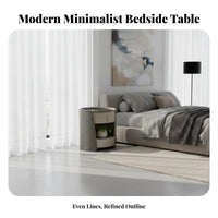 Minimalist aesthetic C-Shaped End Table with Drawer Modern Design Nightstand Space-Saving Household Furniture Sturdy framework for Apartment Dwellers, Homeowners, Students, Bedroom, Bedside, Small Spaces, Living Room