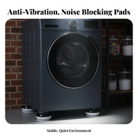 4 Pieces Washer Anti Vibration Pad Household Accessory Grid Pattern Washing Machine Base Pad Raised Rim Shock Absorbing Floor Protection