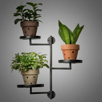 Plant Stand and Wall-Mounted Indoor Plant Stand for Living Room, Heavy Duty Metal Display Shelf with 3 Rotating Tiers, Space Saving Window Shelf
