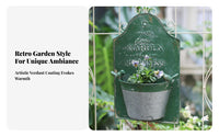 Metal Hanging Planter Embossed Lettering Wall Flower Basket Arched Top Decorative Plant Holder