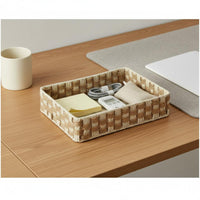 Woven Paper Rope Basket Handmade Braided Organizer Basket Versatile Japanese Aesthetic Organizer Box for Living Room, Bedroom, Closet