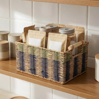 Woven Paper Rope Storage Basket Handmade Storage Basket with Handles Sturdy for Countertop, Kitchen