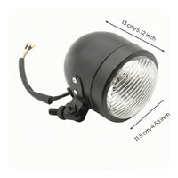Motorcycle Headlight with Bracket 12V Motorcycle Headlight Lamp Retro Round for Custom Builders, Cafe Racer Build