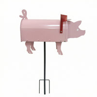 Whimsical Pig Mailbox Outdoor Mailbox with Stake Decorative Metal Yard Art Charming for Gardeners