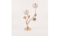 Gold Candelabra Floral Candlestick with Branches Sculptural Candle Holder Tabletop for Decorators