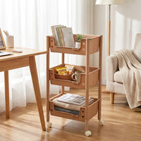 Khaki Rolling Storage Cart Utility Trolley with Wheels for Kitchen Bathroom
