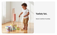 Kids Cleaning Set Role-Playing Fun Kids Broom and Mop Set Realistic Design Toy Cleaning Tools with Stand Storage