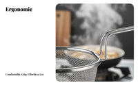Rust-Proof Pasta Skimmer Basket Rustproof Strainer Multi-Purpose Fine Mesh Frying Basket Heat Resistant for Hot Pot, Restaurant