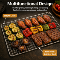 Stainless Steel Grill Grate, 30.5x21.6cm Rectangular Perforated BBQ Grate, Rust Resistant Cooking Grate for Camping & Home