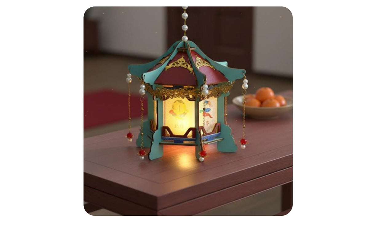 DIY Glowing Grand Lantern Kit Luminous Handheld Festival Light Photo Prop Traditional Hexagonal Lantern for Traditional Attire Enthusiasts, Kids