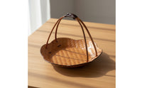 Bamboo Woven Basket Tray Handmade Bamboo Tray with Handle Rustic for Hosts