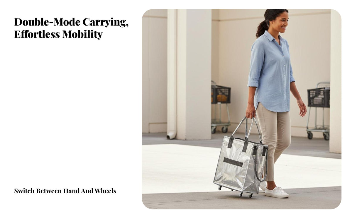 Large Capacity Trolley Bag Sturdy Construction Wheeled Shopping Bag Sturdy Body Folding Grocery Trolley for Shoppers, Travel, Moving, Outdoor Markets