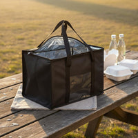 Aluminum Foil Lined Picnic Bag Reusable Insulated Thermal Tote Bag Clear Front Pocket Large Zippered Food Carrier for Beach