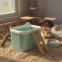 Hamster Sand Bath Box Versatile-Versatile Design Hamster Washroom with Ladder Multi-Functional Enclosed Sand Container
