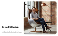 Utilitarian Design Riveted capsule Armchair Retro Aesthetic Upholstered Armchair pilot-inspired aesthetic Lounge Chair Enclosed Shell for Apartment Dwellers, Business Owners, Office, Living Room, study corner, Bedroom