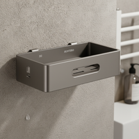 Gunmetal Gray Bathroom Shelf Wall-Mounted No-Drill Storage Rack for Washroom Shower