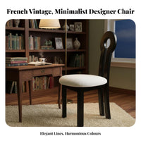 Solid Wood Frame Keyhole Back Dining Chair Unique Design French Retro Makeup Chair Ergonomic Backrest Vanity Stool for Interior Designers, Homeowners, Women, Dressing Room, Bedroom, Home Office