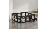 12 Pieces Freestanding Modular Pet Playpen Indoor Pet Fence with Door Clear Small Animal Pen Lightweight for Young Canines, Rabbits, Living Room, Apartment, Bedroom