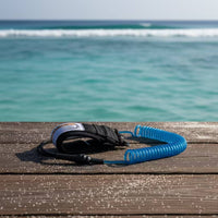 Coiled Wave Leash Heavy-Duty Surfboard Leash with Ankle Cuff Leg Rope Flexible Sturdy for Surfers, Surfing, Bodyboarding