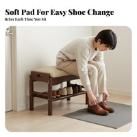 Multi-Functional 2-Tier Entryway Stool Space-Saving Shoe Rack Sturdy Construction Storage Bench polished Rounded Corners for Apartment Dwellers, homeowners, Hallway, Mudroom, Cloakroom, Living Room