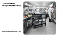 Quiet casters 3-Tier Food Trolley Rolling Casters utility Cart Easy to Clean Catering Equipment sturdyDuty for Restaurant Staff, Commercial Users, Cafeteria, Banquet Hall, Hospital, Warehouse