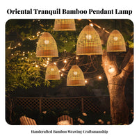 Waterproof Bamboo Woven Drop Light Natural Material Chinese Design Chandelier Decorative Hand-Woven Ceiling Light Easy Installation for Restaurant Owners, Interior Designers, DIY Enthusiasts, Courtyard, Garden, Patio, Dining Room
