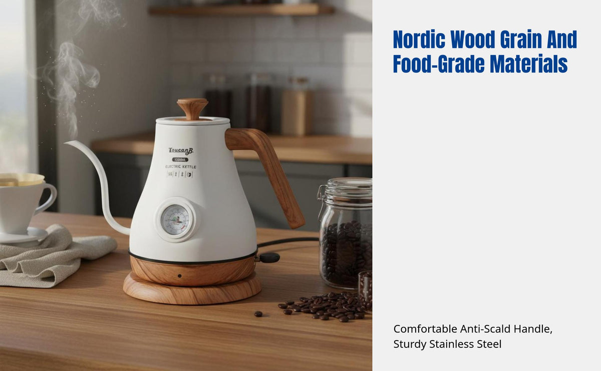Stainless Steel Electric Gooseneck Kettle, Temperature Control, Drip Over Coffee Pot, Insulated, Fast Heating