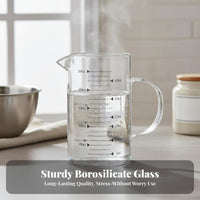 Heat Resistant Glass Measuring Cup Clear Scale Markings Borosilicate Glass Measuring Jug Large Capacity for Bakers, Cooking, Laboratory, Bar