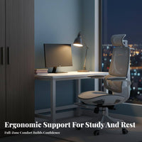 Adaptive Double spinerest Adjustable Student Chair with Footrest Stable Base Ergonomic Splitrear-support Chair glidingRolling Casters children's Furniture Breathable Fabric for Students, Kids 6-12, Teenagers, Studying, schoolwork, Study Room, Bedroom