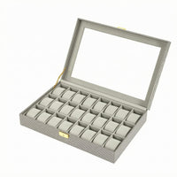 Striped Black and White Watch Display Box Hard Shell Watch Organizer Box Padded Insert Compartmented for Organization