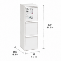 Trash Bin Sorting Recyclables 3-Tier Drawer-Type Slim Dust Box with Lid for Kitchen Gaps, Resin Made