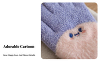 Cold-Proof children's Five-Finger Gloves Soft and Comfortable Cartoon Face Warm Gloves Elastic Fit for Boys, Girls, Cycling, Playing, Hiking