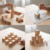 Wooden Cube Blocks for Kids, Math Learning & DIY Crafts, Pine & Beech Wood