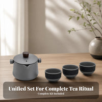 4 Pieces Camping Tea Set Hard-Anodized Portable Tea Set Built-Mesh Strainer Outdoor Drinkware