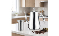 Gooseneck Tea Kettle with Lid Broad-Mouth Stainless Steel Pour Over Coffee Teapot with Strainer Stovetop for Kitchen