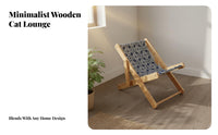 Cat Lounge Chair Sturdy Wood Frame Sisal Scratching Chair Wooden Cat Scratching Lounger Scrape Resistant Folding Pet Lounger