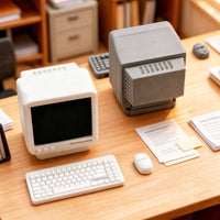 Realistic Look Retro Desktop Computer Model High Intricate Dollhouse Computer Set Plastic Miniature Electronics