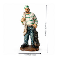 Fishermen Figurine Nautical Fishermen Statue Freestanding Ornament for Mantel