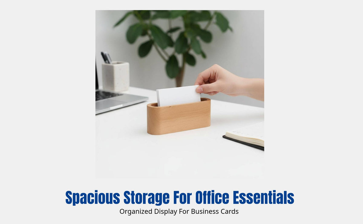 Walnut Wood Business Card Holder, Creative Desktop Organizer, Large Capacity, Office Reception Display Case