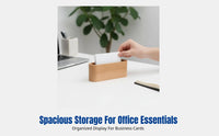 Walnut Wood Business Card Holder, Creative Desktop Organizer, Large Capacity, Office Reception Display Case