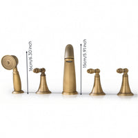 5 Pieces Bathtub Faucet Assembly Metal Bathtub Faucet with Handheld Shower Bath Tub Spout for Bathroom